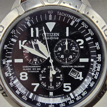 Citizen Eco-Drive Brycen Watch Men 42mm Blue Dial Titanium Chrono BL5250-02L1