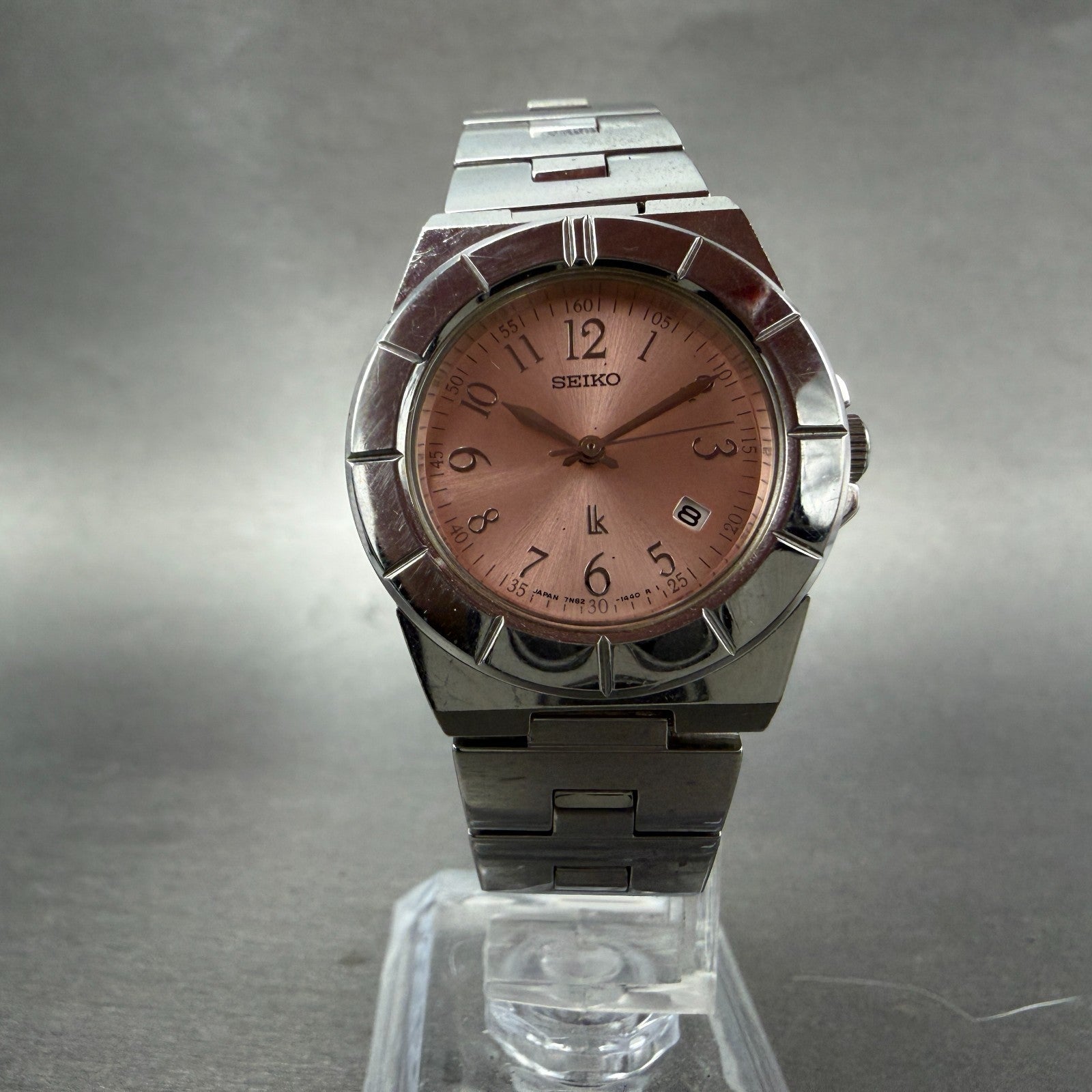 Seiko Watch Women 28mm Pink Dial Silver Tone Date 7N82-0620  Lukia New Battery5