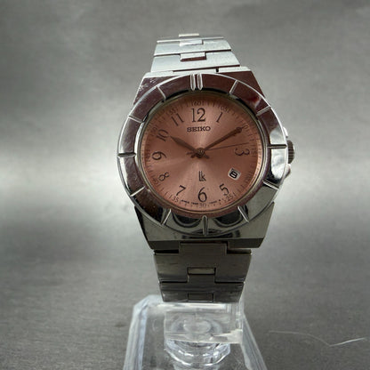 Seiko Watch Women 28mm Pink Dial Silver Tone Date 7N82-0620  Lukia New Battery5