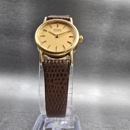 Seiko Watch Women 20mm Gold Dial Gold Tone Round 2Y00-0A19 New Battery VTG JP5