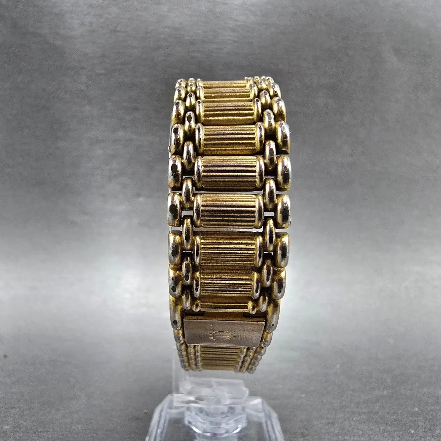 Elgin Tank Watch Women 16mm Gold Dial Gold Tone Rectangle New Battery EM898-0178