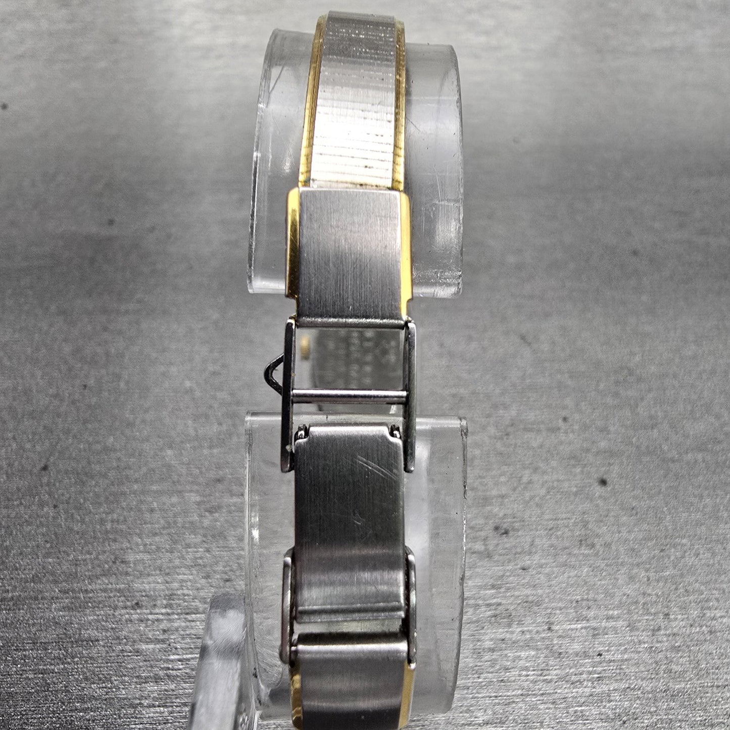 Seiko Watch Women 13mm Silver Dial Two Tone Rectangle 2E20-5139 New Battery VTG7
