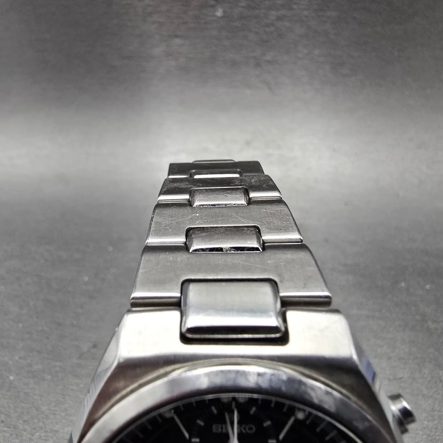 Seiko Chronograph Watch Men 36mm Black Dial Silver Tone Date 7T62-0AA0 PARTS VTG5