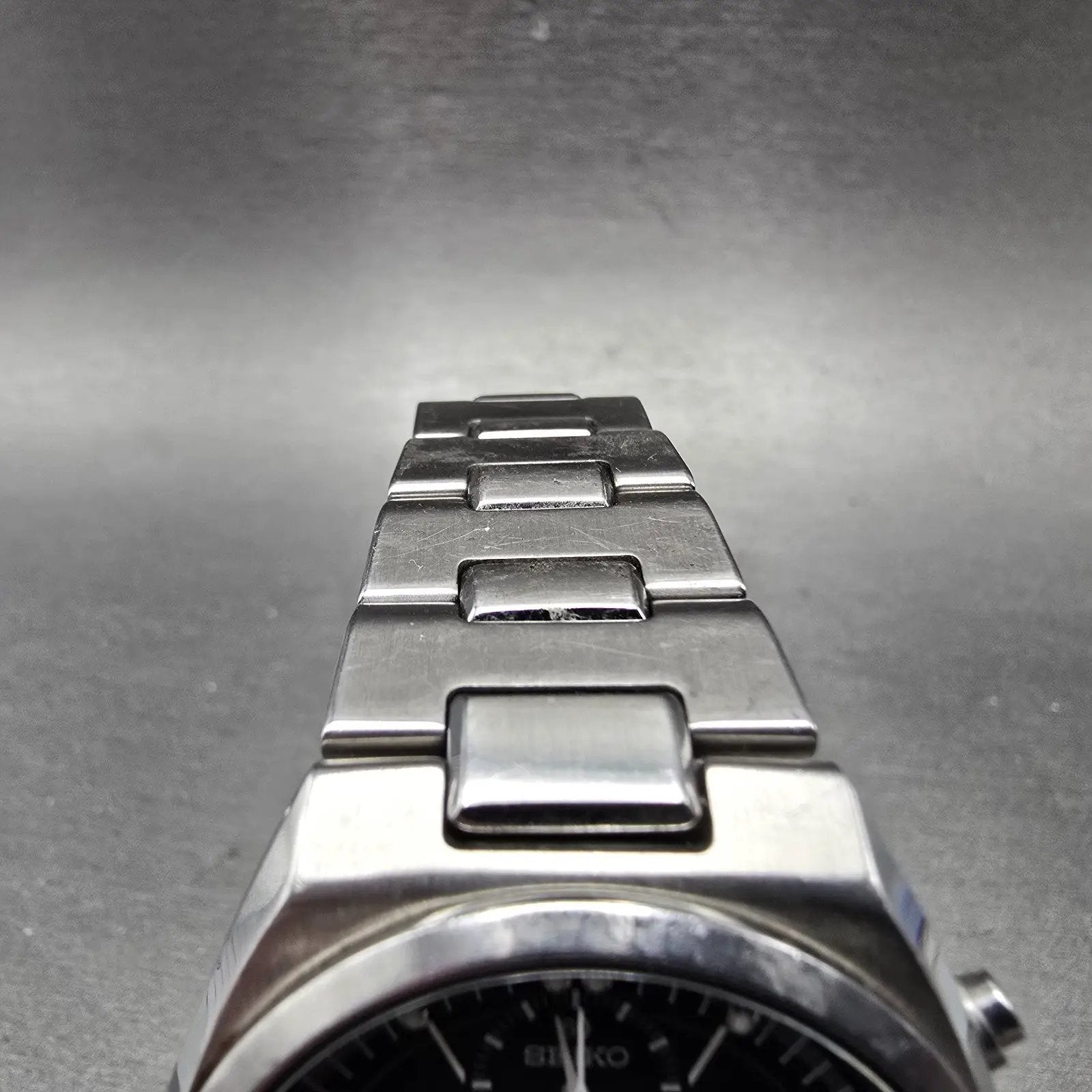 Seiko Chronograph Watch Men 36mm Black Dial Silver Tone Date 7T62-0AA0 PARTS VTG5