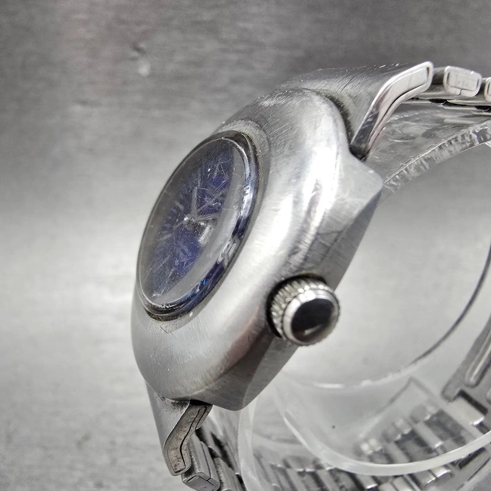 Seiko Automatic Watch Women 31mm Blue Dial Silver Tone READ!!!!!! 2706-7020 Runs3