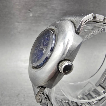 Seiko Automatic Watch Women 31mm Blue Dial Silver Tone READ!!!!!! 2706-7020 Runs3