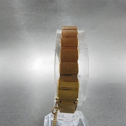 Seiko Watch Women 19mm Gold Dial Gold Tone Oval 14008519 New Battery9