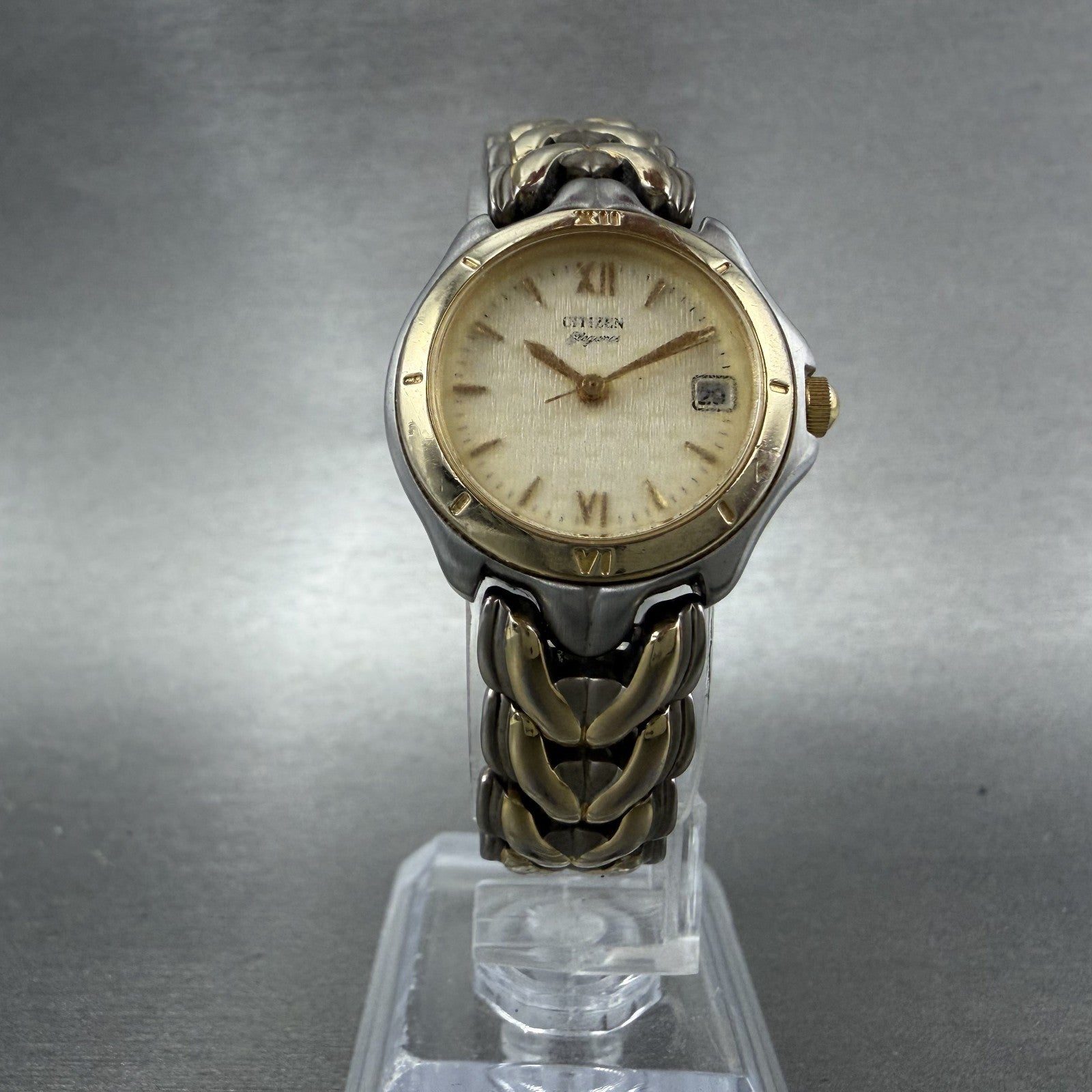 Citizen Elegance Watch Women 24mm Champagne Dial Two Tone 1012-S69772 New Batt5