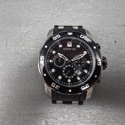 Invicta Pro Diver Chronograph Watch Men 48mm Black Dial Silver Tone Date New Bat1
