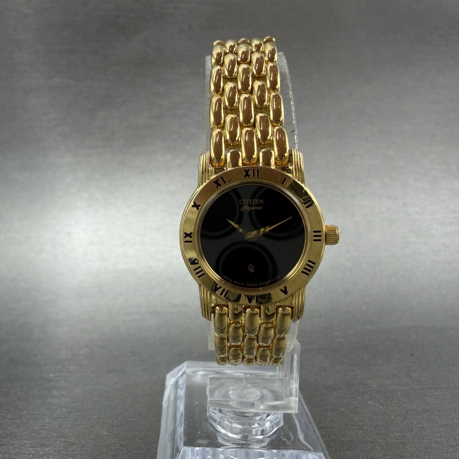 Citizen Elegance Watch Women 22mm Black Dial Gold Tone Round 5420-S26003 Newbat15