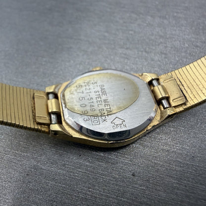Seiko Watch Women 25mm Gold Dial Gold Tone Hexagon Vintage 2C215149 New Bat TZ09