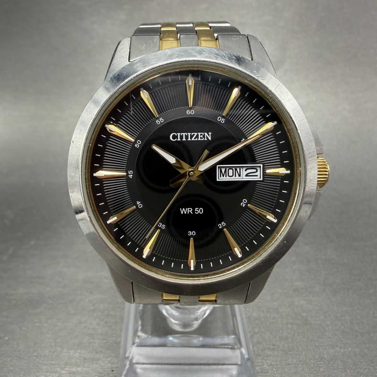 Citizen Watch Men 41mm Black Dial Two Tone Daydate Round 1502-S097843 New Batt0