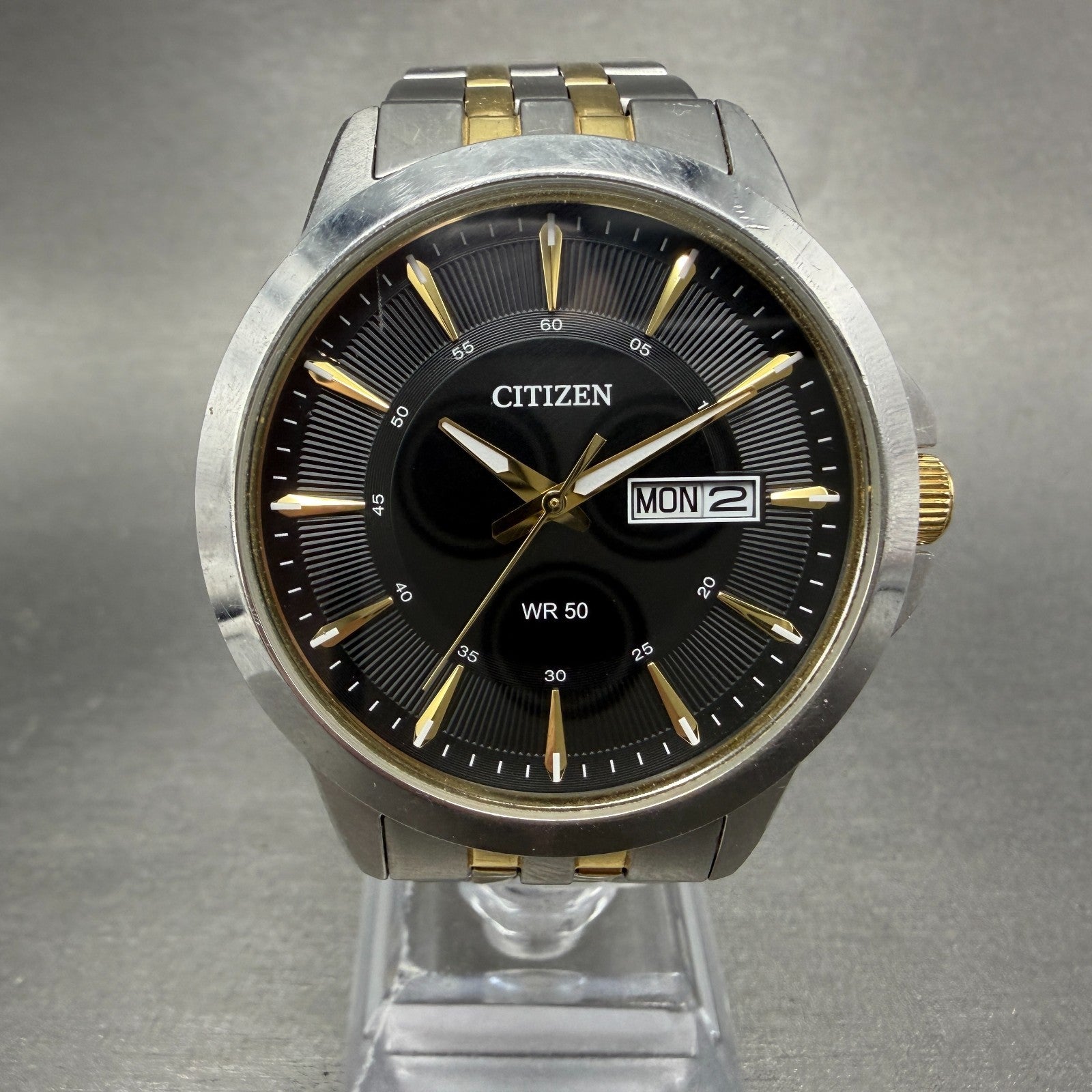 Citizen Watch Men 41mm Black Dial Two Tone Daydate Round 1502-S097843 New Batt0