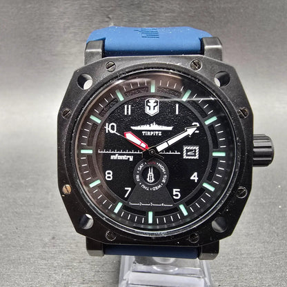 Infantry World Of War Ships Watch Men 46mm Black Dial Black Tone Daydate New Bat0