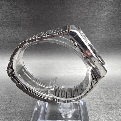 Seiko SQ Watch Men 35mm Black Dial Silver Tone Daydate Alarm 7223-6019 New Batt8