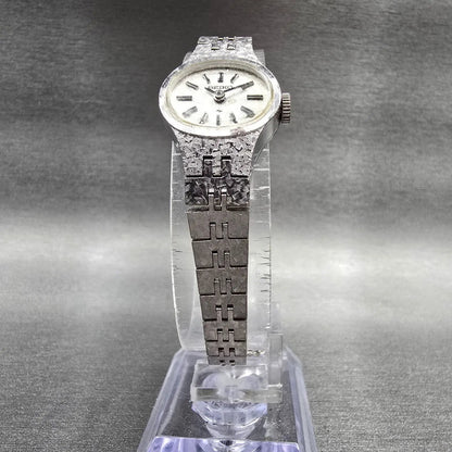 Seiko Watch Women 17mm Silver Dial Silver Tone Oval 11-7619 Manual Wind VTG JP5
