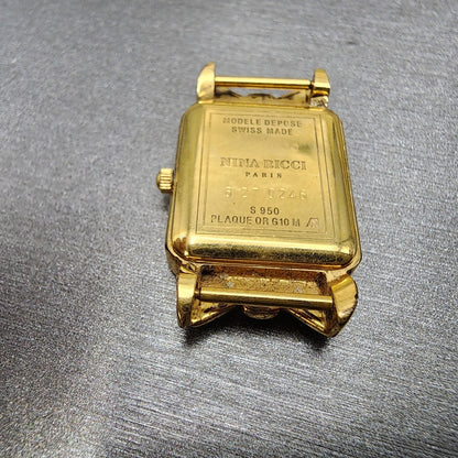 Nina Ricci Tank Watch Women 18mm MOP Dial Gold Plated Rectangle  New Battery10