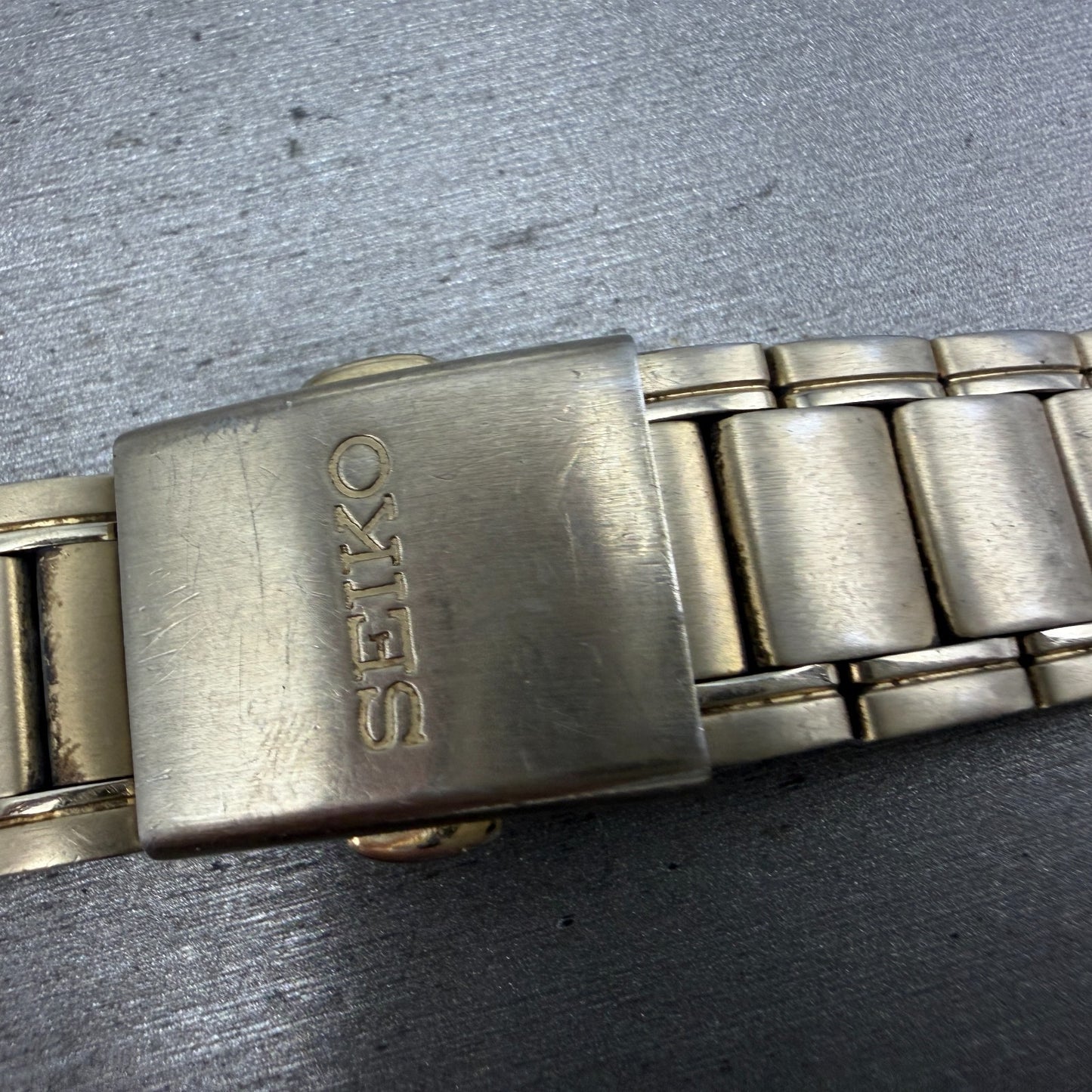 Seiko Bracelet 20mm Stainless Steel Gold Tone Tri Folding Clasp M03N-D-E Japan4