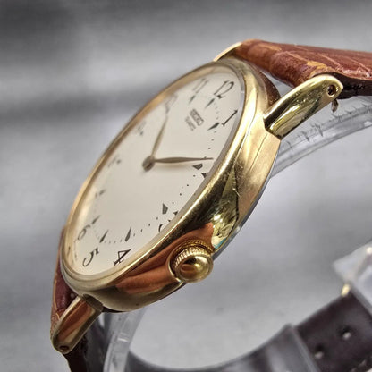Seiko Watch Men 32mm Cream Dial Gold Tone Round 5Y30-7009 New Battery Vintage2