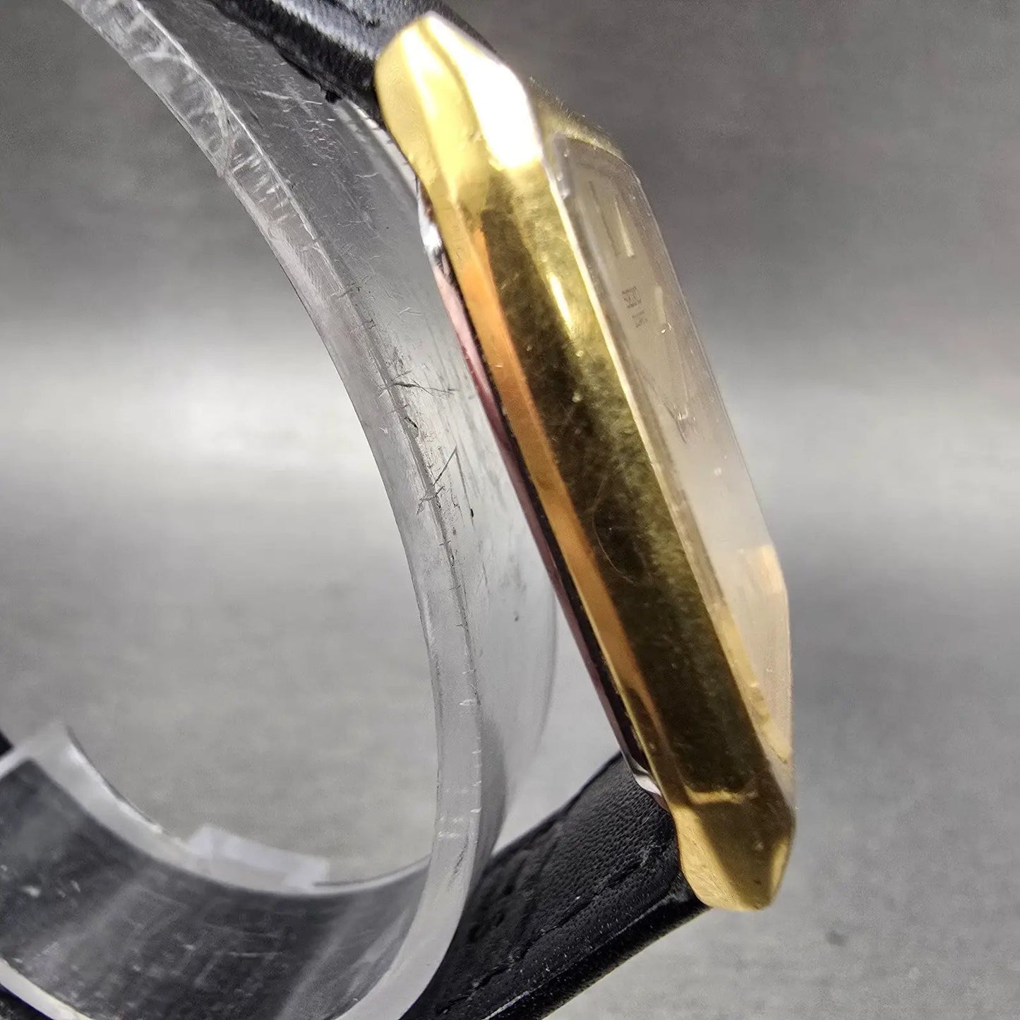 Seiko Tank Watch Men 26mm Champagne Dial Gold Tone Rectangle 6530-5080 New Batt3