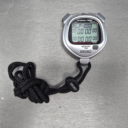 Seiko Stopwatch S057-4000 Digital Silver Timer 100 Lap Round New Battery0