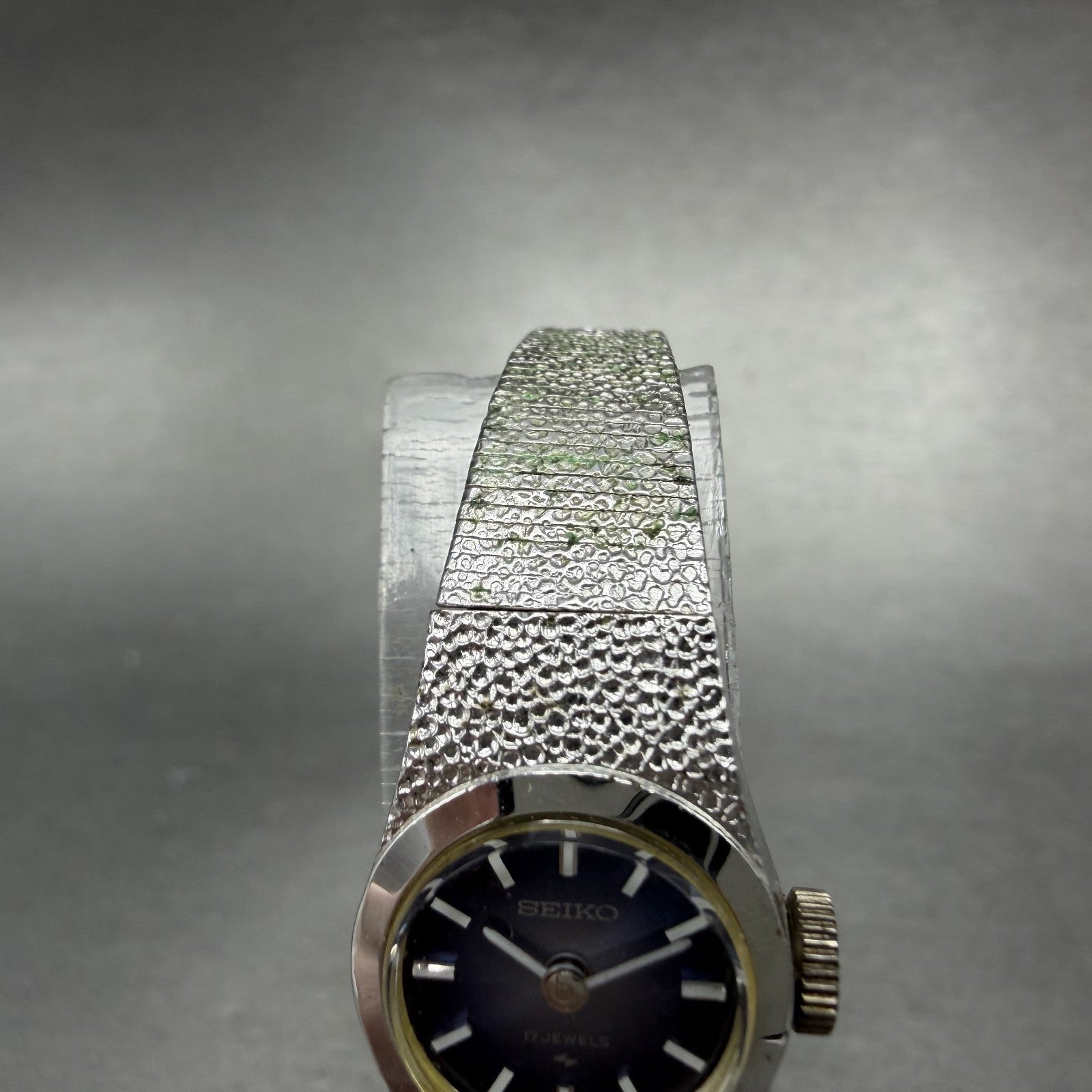 Seiko Watch Women 16mm Blue Dial Silver Tone Manual Round 11-0450 Runs4