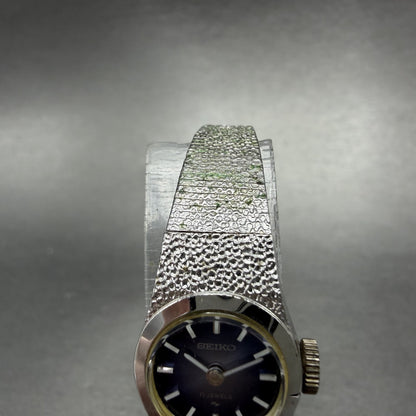 Seiko Watch Women 16mm Blue Dial Silver Tone Manual Round 11-0450 Runs4