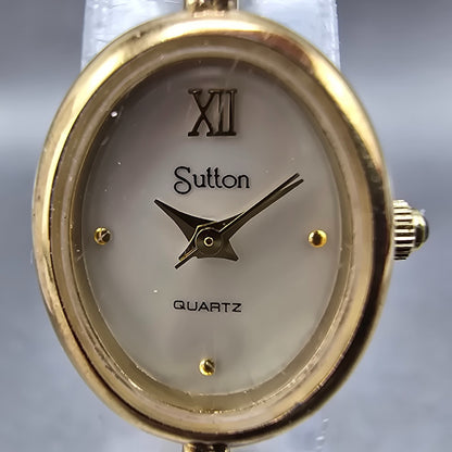 Sutton Watch Women 16mm MOP Dial Gold Tone Oval Gem Bracelets New Battery1