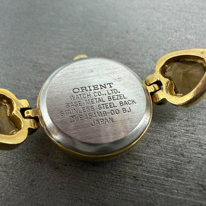 Orient Jupiter Watch Women 21mm Gold Dial Gold Tone Hearts E454M9-00 New Battery9
