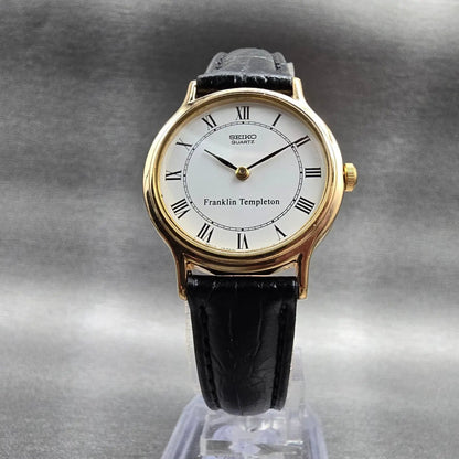 Seiko Watch Women 25mm White Dial Gold Tone Round V700-6091 New Battery VTG JP5