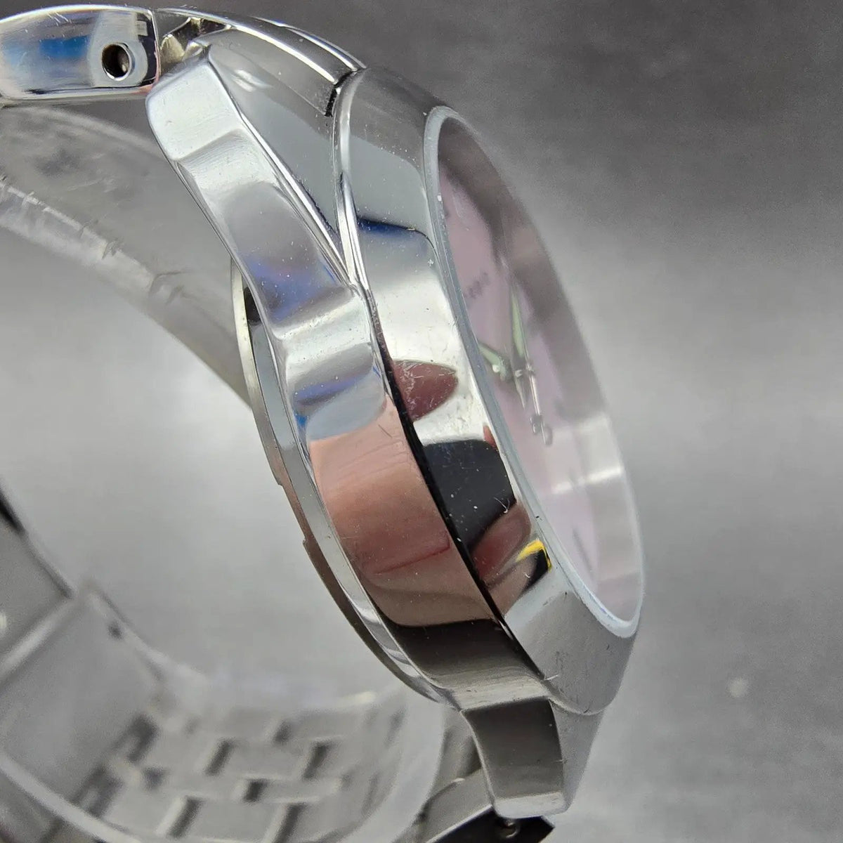 Android Watch Women 32mm Pink MOP Dial Steel Round AD771 New Battery3