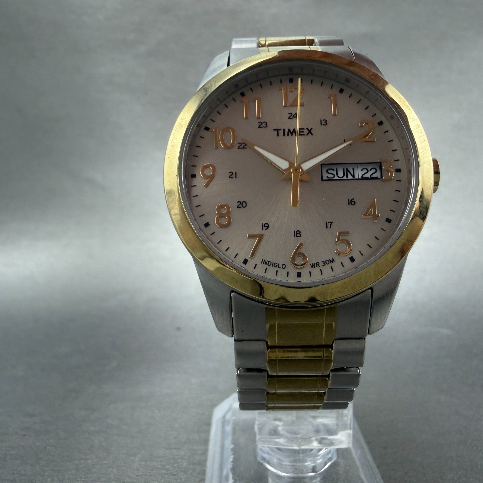 Timex Easy Reader Watch Men 36mm Silver Dial Two Tone Daydate Round New Battery5