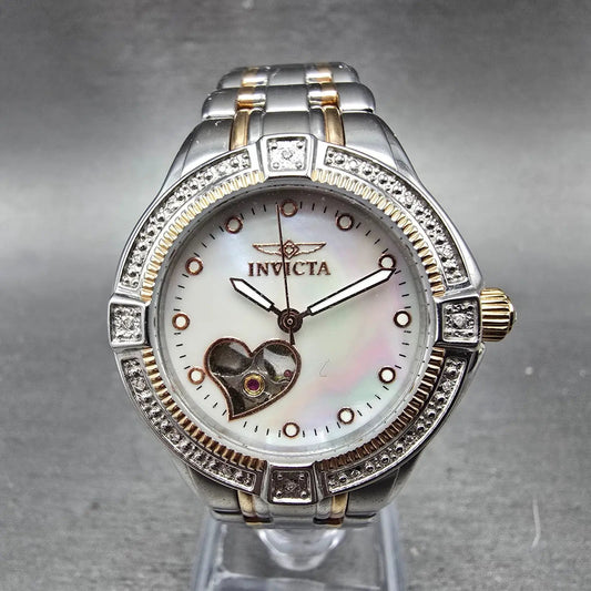 Invicta Automatic Heart Watch Women 33mm MOP Dial Two Tone Round 0287 Runs0