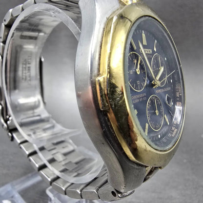 Citizen Eco-Drive Chrono Watch Men 39mm Blue Dial Two Tone E811-K001218 PARTS6