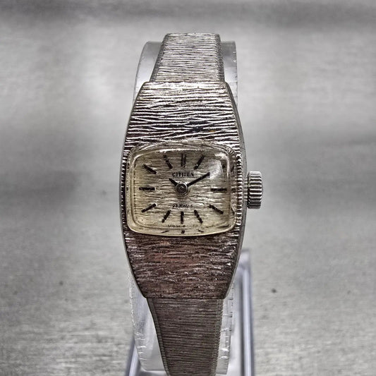 Citizen Watch Women 16mm Silver Dial Silver Tone Rectangle 4-671422 Manual Wind0