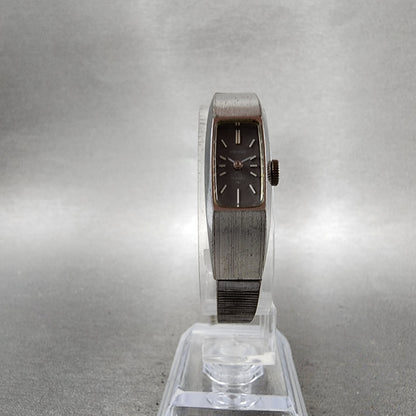 Seiko tank Watch Women 13mm Gray Dial Silver Tone Manual 15203570 Runs5