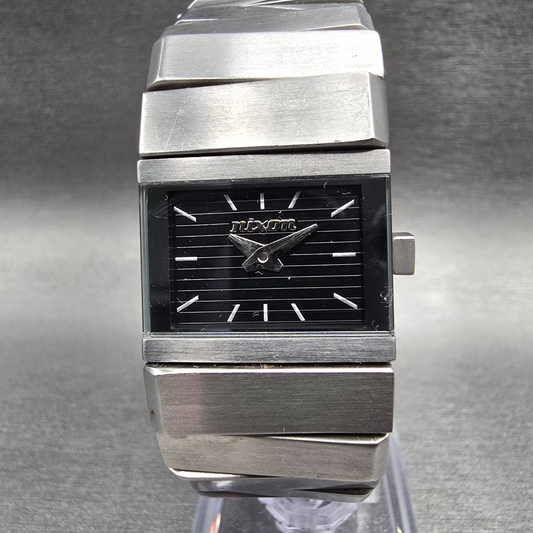 Nixon The Siren Tank Watch Women 22mm Black Dial Silver Tone New Battery0