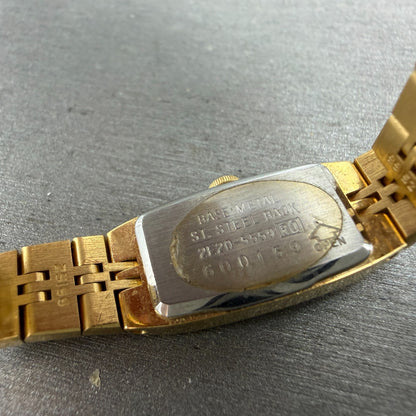 Seiko Tank Watch Women 12mm Champagne Dial Gold Tone 2E20-5559 New Battery9