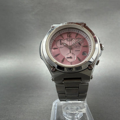 Casio Baby-G Chronograph Watch Women 37mm Pink Dial Steel Date Round New Battery5