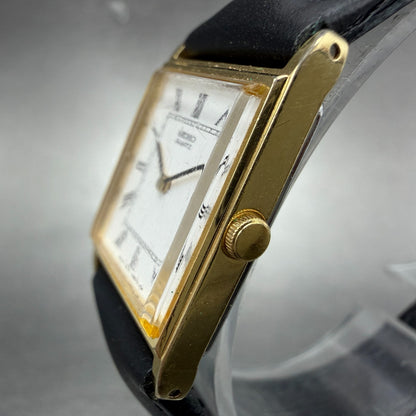 Seiko Tank Watch Women 19mm White Dial Gold Tone Rectangle 2C20-5820 New Battery2