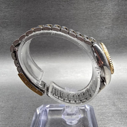 Seiko SQ Watch Women 24mm Silver Dial Two Tone Daydate Round 8523-0059 New BattG8