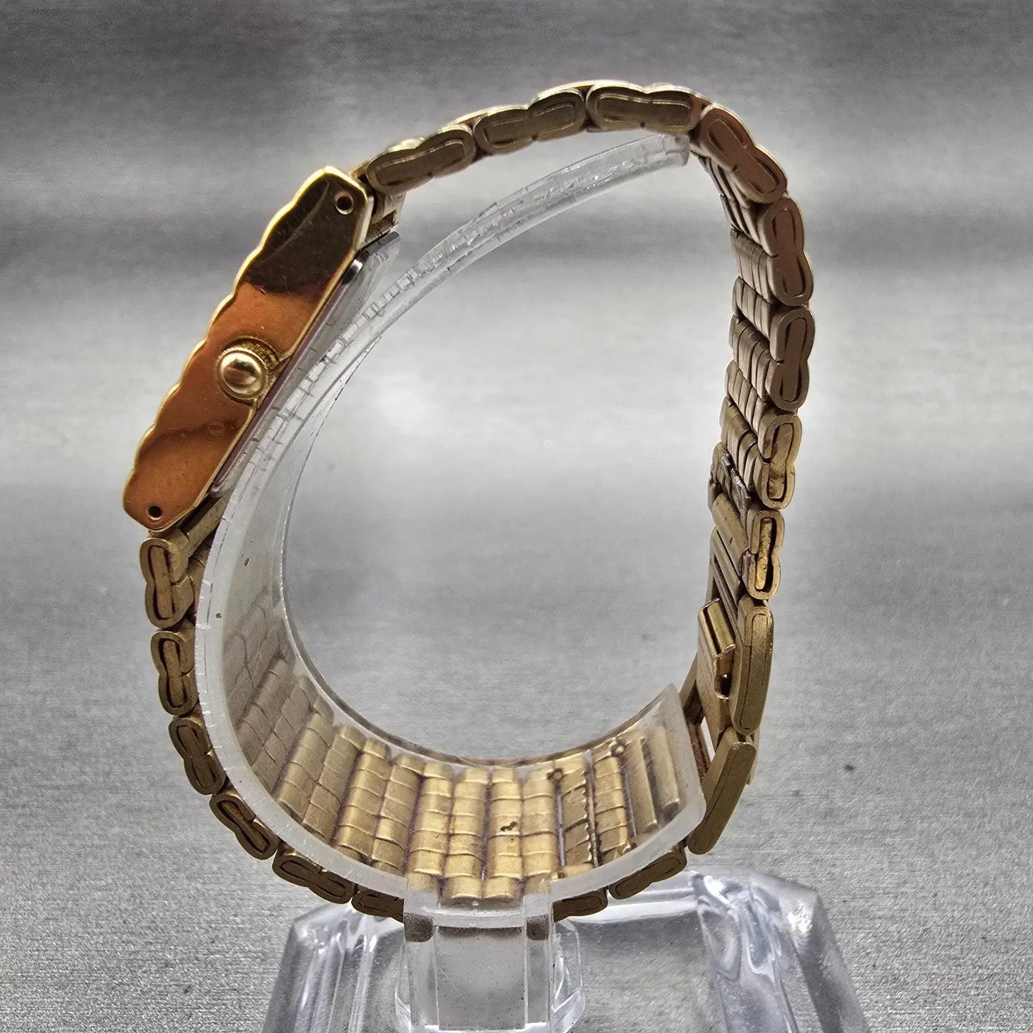 Seiko Watch Women 16mm Gold Dial Gold Tone Rectangle 1N01-5A69 New Battery VTG6
