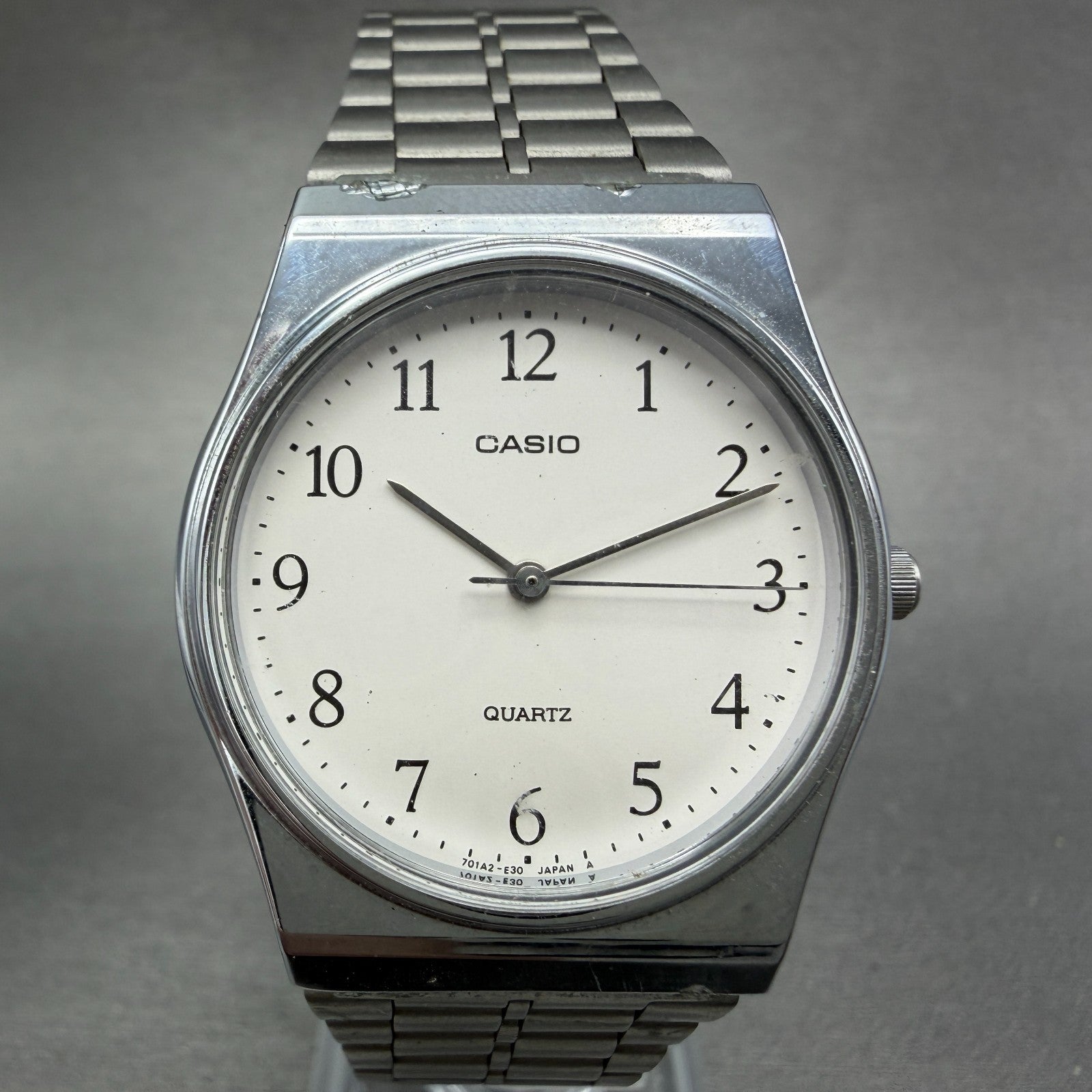 Casio MQ-336 Watch Men 33mm White Dial Silver Tone Round New Battery Vintage PL31