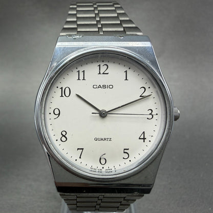 Casio MQ-336 Watch Men 33mm White Dial Silver Tone Round New Battery Vintage PL31
