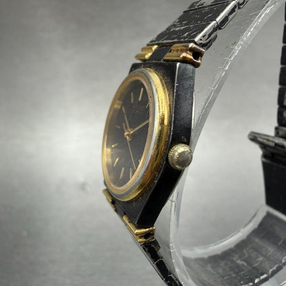 Seiko Watch Women 20mm Black Dial Black & Gold Tone Round 7321-0249 New Battery2