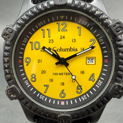 Columbia Watch Men 40mm Yellow Dial Gray Tone Date Round CL-7301 New Battery1
