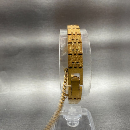Seiko Watch Women 17mm Champagne Dial Gold Tone Rectangle 7321-5399 New Battery7