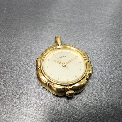 Seiko Necklace Watch Women 21mm Champagne Dial Gold Tone 1f210a10 New Battery6
