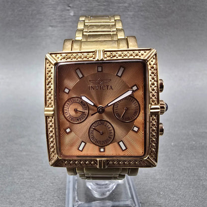 Invicta WildFlower Watch Women 33mm Rose Dial Rose Gold Tone Daydate New Battery0