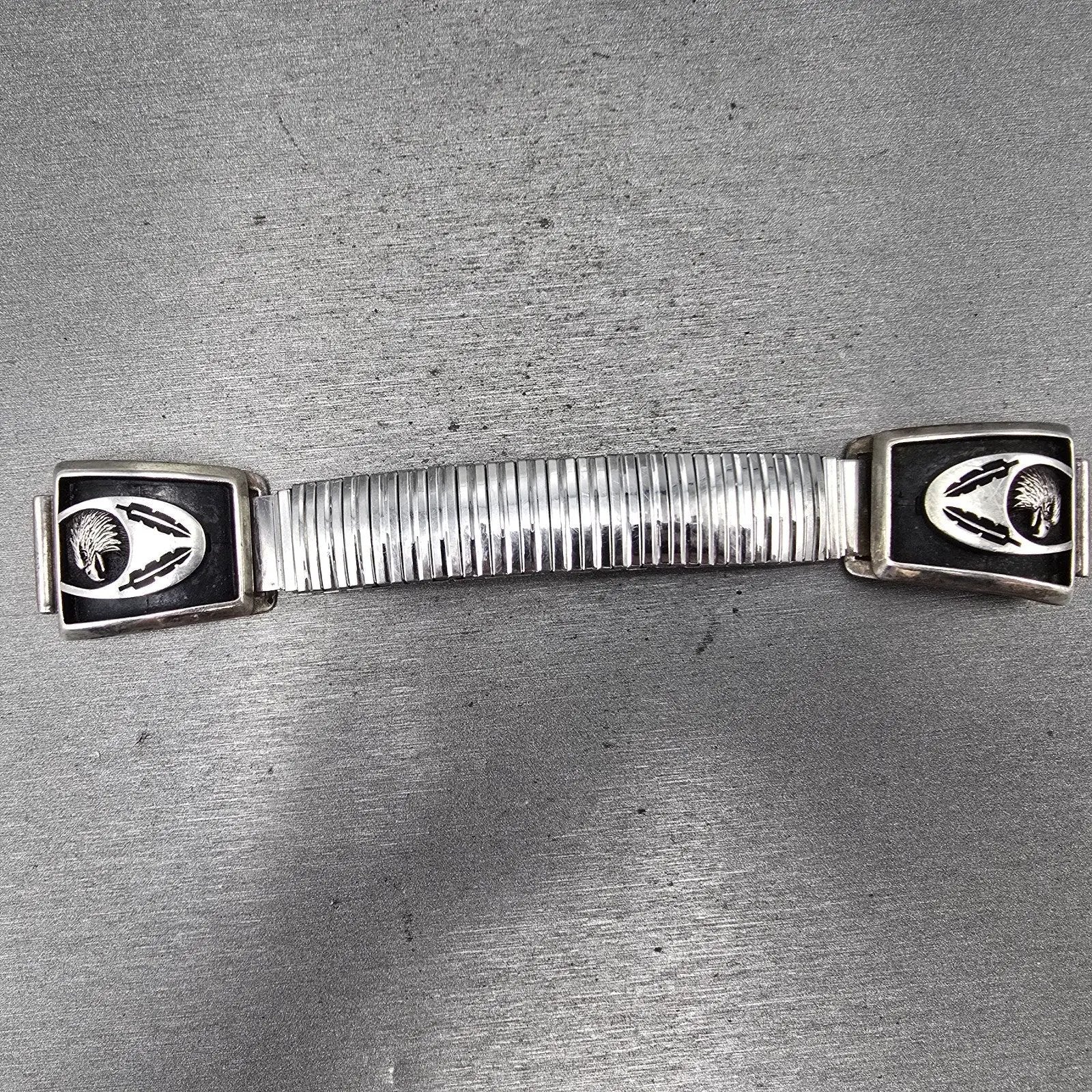 Navajo Sterling Silver Watch Band Tips 17mm Eagle Feather Design Vintage0